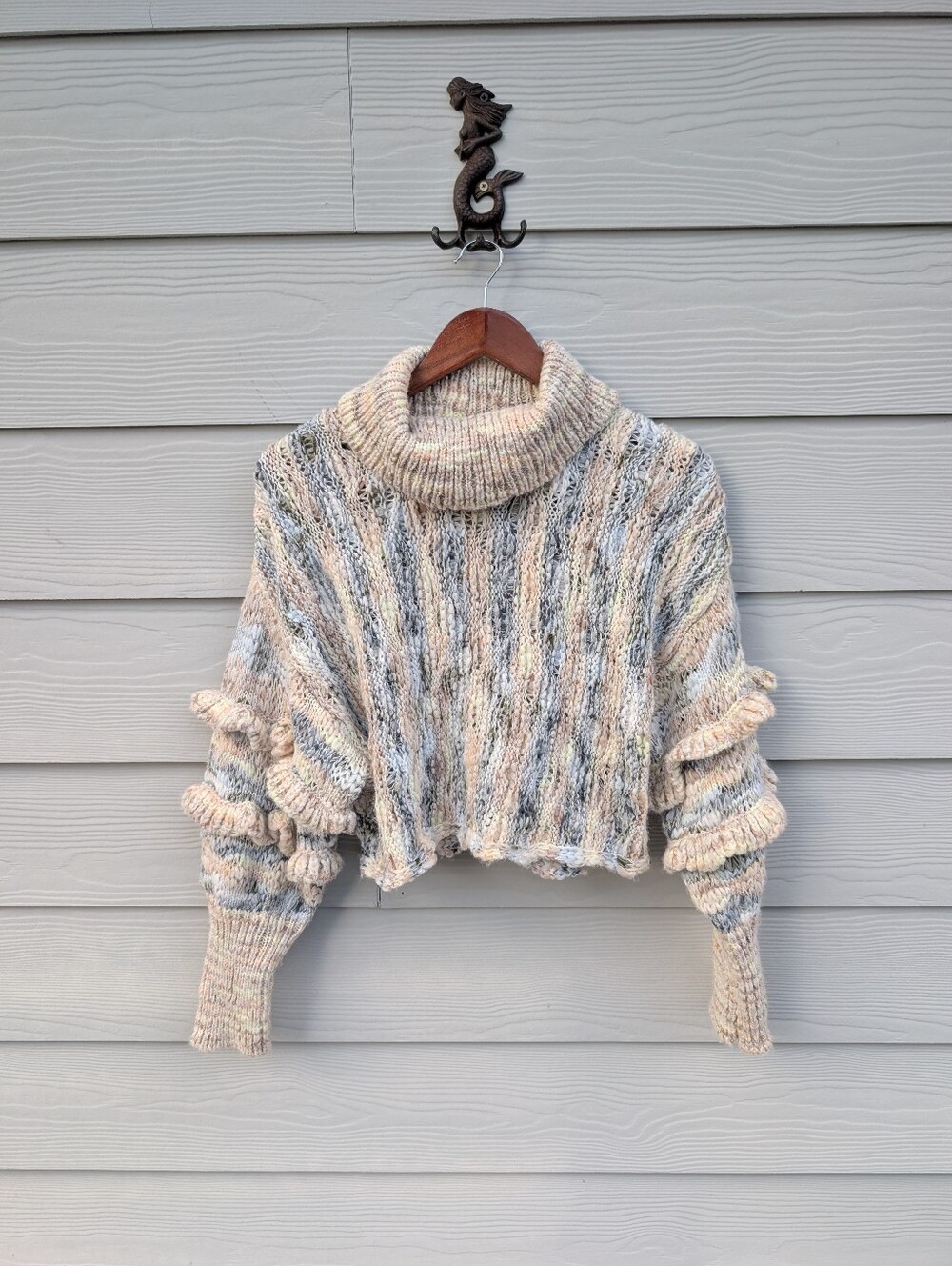 Free People Sweater NWT Size XS Cream Turtleneck Pullover Cozy Burst Your Bubble - Picture 3 of 7